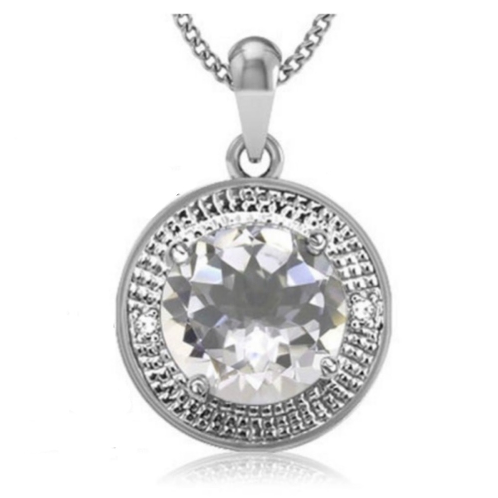 Sterling Silver Rose De France & Diamond Necklace - Picture 2 of 9